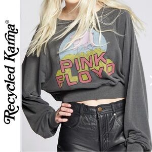 RECYCLED KARMA VINTAGE BLACK PINK FLOYD CROPPED SWEATSHIRT